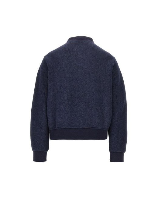 Etro Blue Jersey Jacket With Jacquard Arnica Motif for men