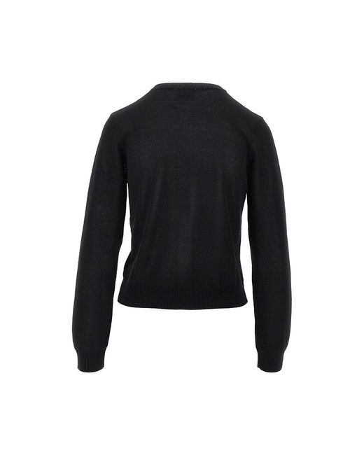 Ganni Black Knitted Cardigan With Diamond Motif