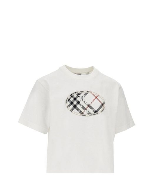 Burberry White 'Knight Stamp' Embroidery T-Shirt for men