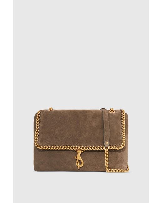 Rebecca Minkoff Suede Edie Flap Shoulder Bag With Woven Chain Lyst