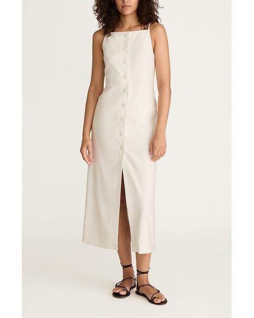 Rebecca Taylor Natural Structured Button Front Midi Dress