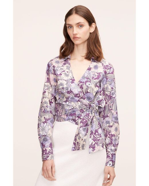 Rebecca Taylor Cotton Poppy Field Longsleeve Wrap Blouse Lyst