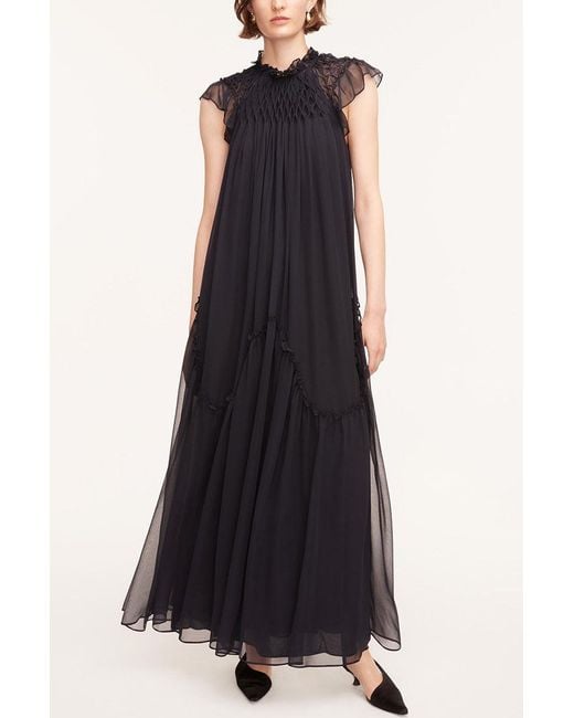 rebecca taylor silk chiffon dress Smocked in Black Ebay Boho Embroidered Maxi Dress cole-haan romantic feel Color:black-gold