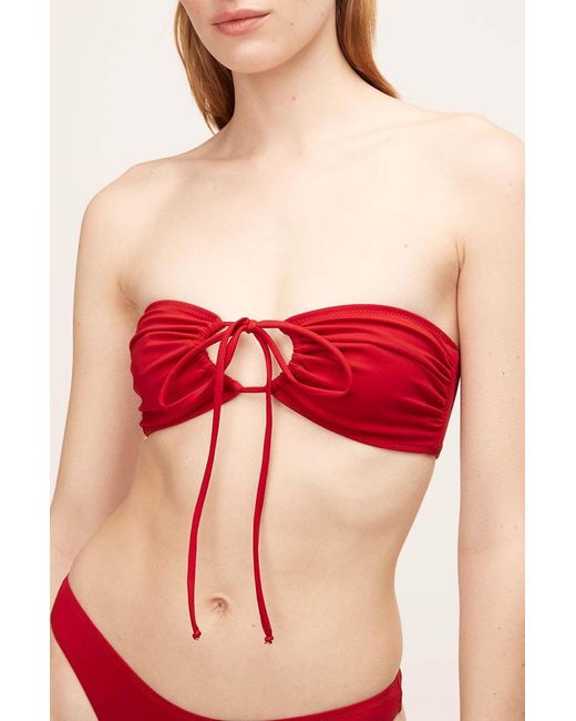 Rebecca Taylor Red Solid Halter Bikini Top