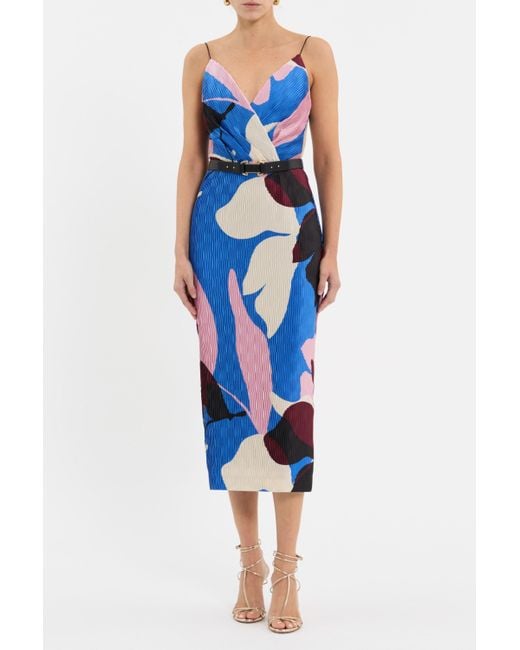 Rebecca Vallance Blue Mika Midi Dress
