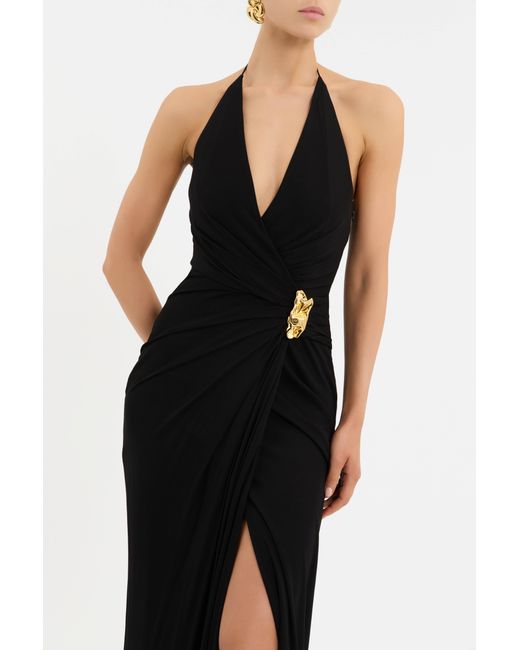 Rebecca Vallance Black Zaley Halter Maxi Dress