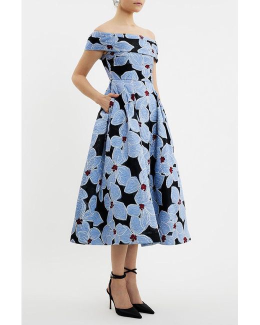 Rebecca Vallance White Georgina Off Shoulder Midi Dress