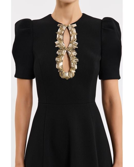 Rebecca Vallance Black Alexandrite Short Sleeve Midi Dress
