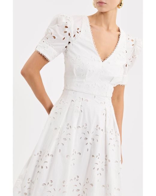 Rebecca Vallance White Artesan Short Sleeve Midi Dress