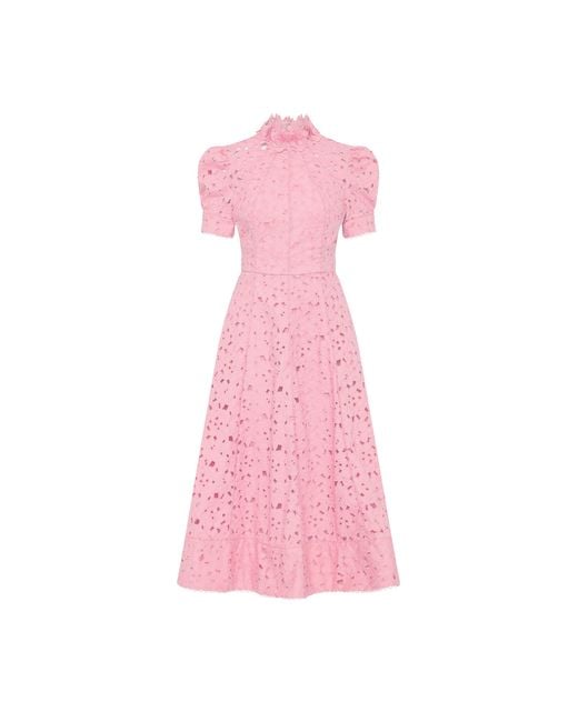 Rebecca Vallance Pink Kitsu Short Sleeve Midi Dress
