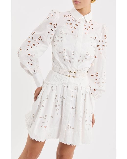 Rebecca Vallance White Artesan Long Sleeve Mini Dress