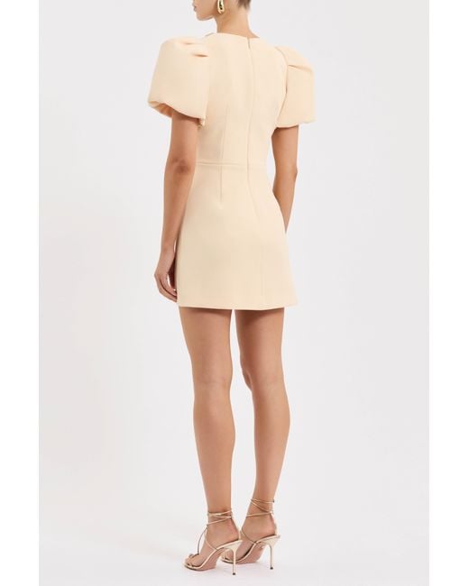 Rebecca Vallance White Alexandrite Puff Sleeve Mini Dress