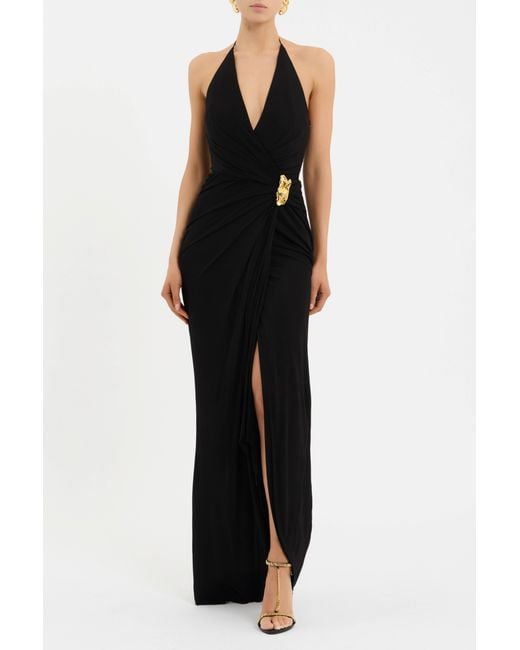 Rebecca Vallance Black Zaley Halter Maxi Dress