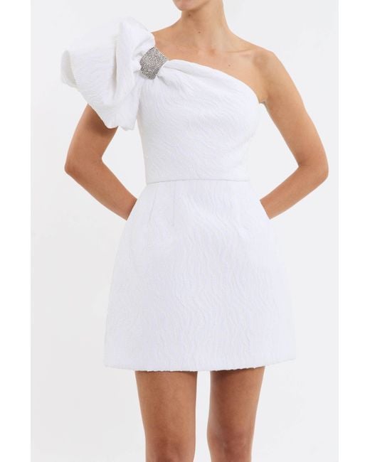 Rebecca Vallance White Bridgette One Shoulder Mini Dress