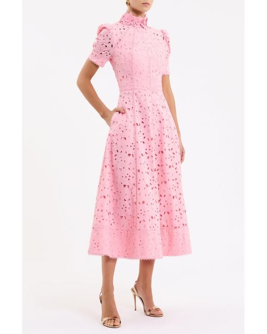 Rebecca Vallance Pink Kitsu Short Sleeve Midi Dress