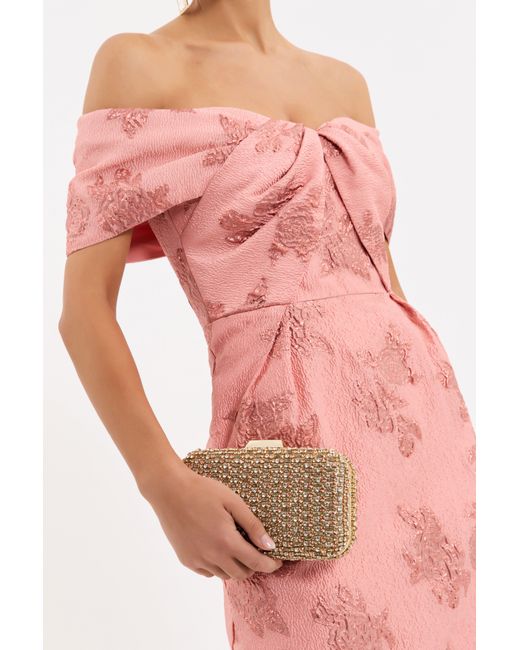 Rebecca Vallance White Embellished Square Clutch