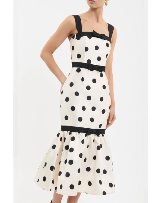 Rebecca Vallance White Bacio Trumpet Midi Dress