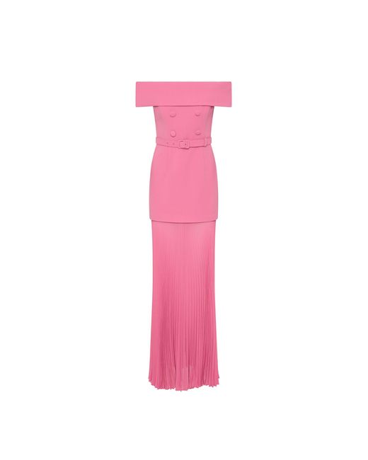 Rebecca Vallance Pink Muriel Off The Shoulder Midi Dress