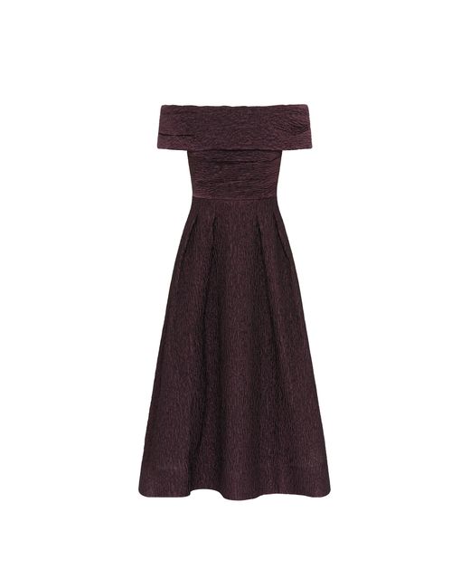 Rebecca Vallance Purple Adalyn Off The Shoulder Midi Dress
