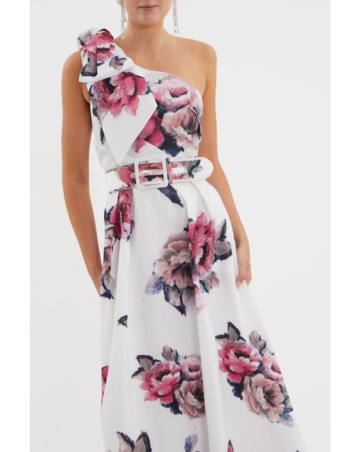 Rebecca Vallance White Aveline One Shoulder Gown