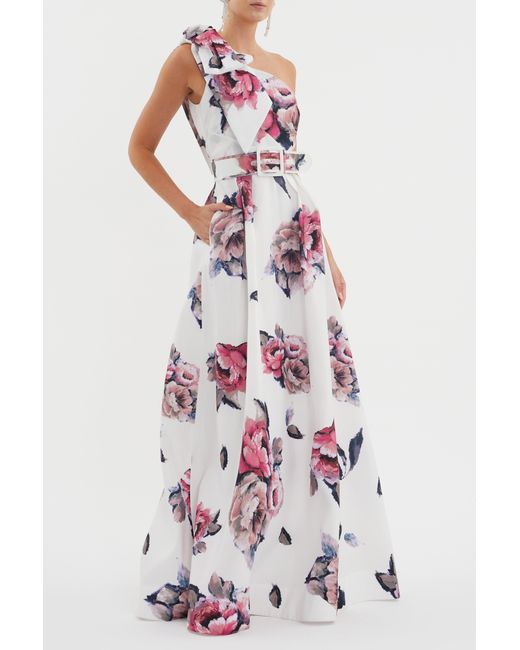 Rebecca Vallance White Aveline One Shoulder Gown