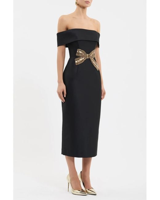 Rebecca Vallance Black Venus Midi Dress