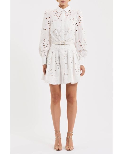 Rebecca Vallance White Artesan Long Sleeve Mini Dress