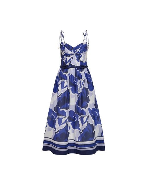 Rebecca Vallance Blue Paros Midi Dress