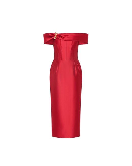 Rebecca Vallance Red Esmeralda Midi Dress