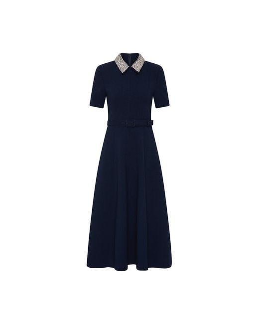 Rebecca Vallance Blue Xena Short Sleeve Midi Dress