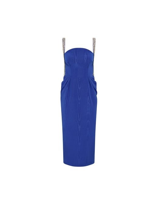 Rebecca Vallance Blue Teles Embellished Midi Dress