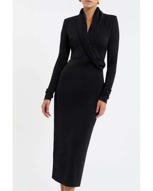 Rebecca Vallance Black Erin Long Sleeve Midi Dress