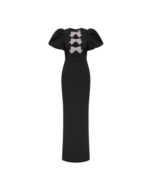 Rebecca Vallance Black Violetta Puff Sleeve Gown