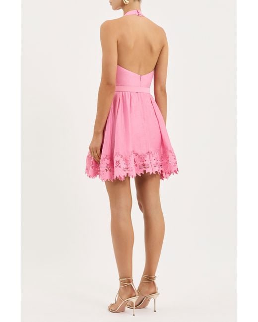 Rebecca Vallance Pink Petalite Halter Mini Dress