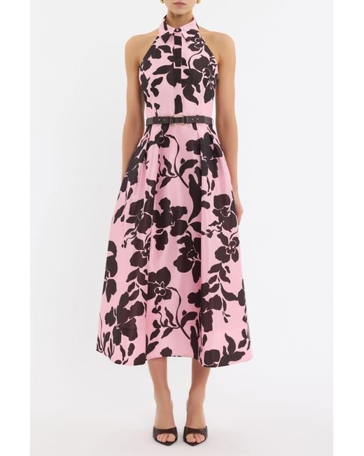 Rebecca Vallance White Connie Halter Midi Dress