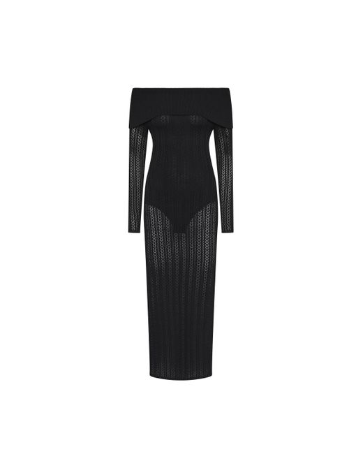 Rebecca Vallance Black Lorelei Off The Shoulder Midi Dress