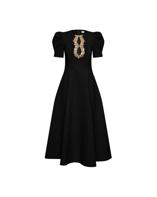 Rebecca Vallance Black Alexandrite Short Sleeve Midi Dress