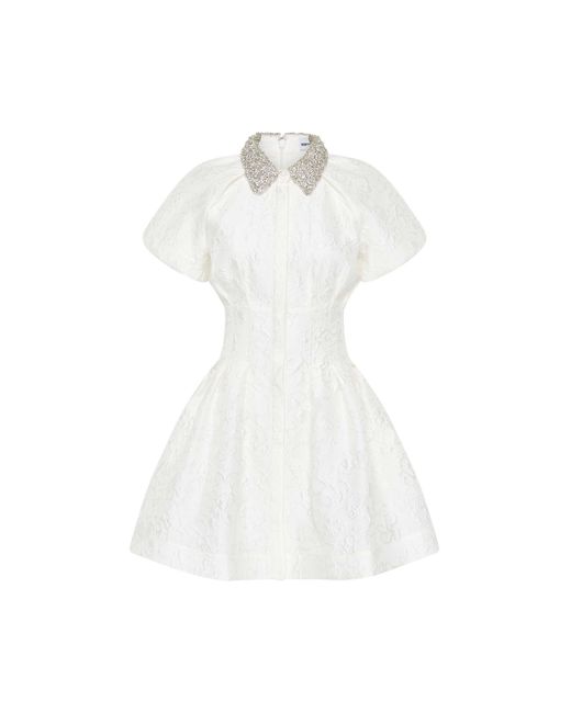 Rebecca Vallance White Esther Puff Sleeve Mini Dress