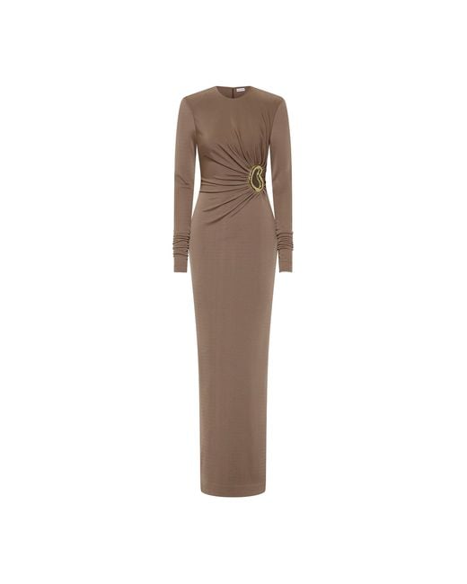Rebecca Vallance Natural Mischa Long Sleeve Maxi Dress