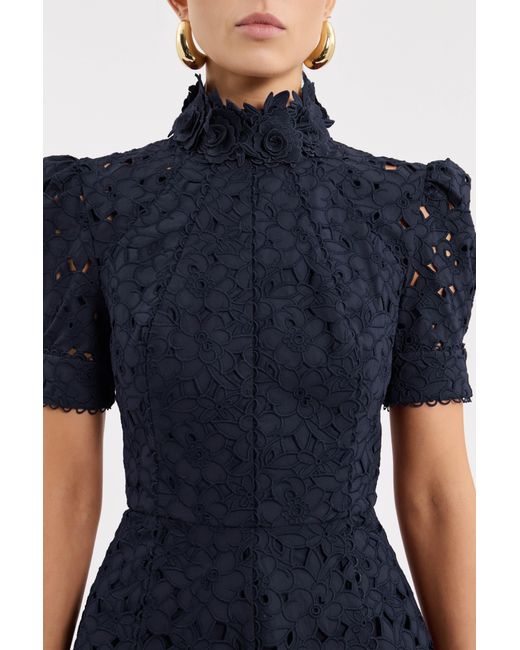 Rebecca Vallance Blue Kitsu Short Sleeve Midi Dress