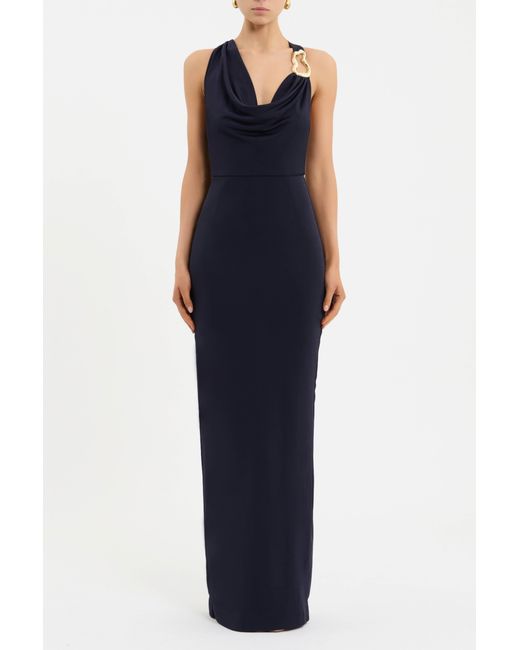 Rebecca Vallance Blue Ayesha Halter Maxi Dress