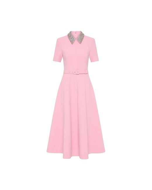 Rebecca Vallance Pink Xena Short Sleeve Midi Dress