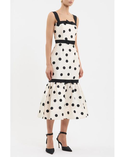 Rebecca Vallance White Bacio Trumpet Midi Dress