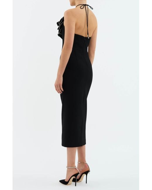 Rebecca Vallance Black Eliana Halter Midi Dress