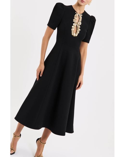 Rebecca Vallance Black Alexandrite Short Sleeve Midi Dress