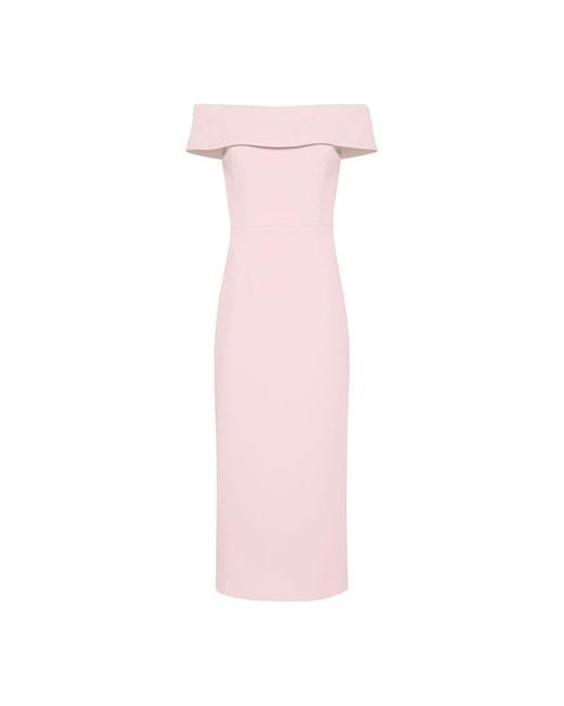 Rebecca Vallance Pink Amore Off Shoulder Midi Dress