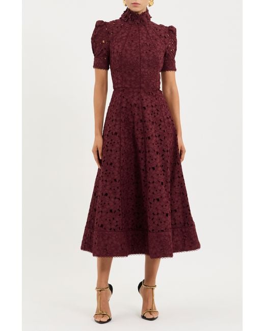 Rebecca Vallance Purple Kitsu Short Sleeve Midi Dress