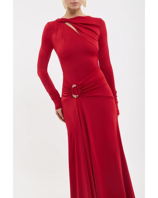 Rebecca Vallance Red Kiana Long Sleeve Maxi Dress
