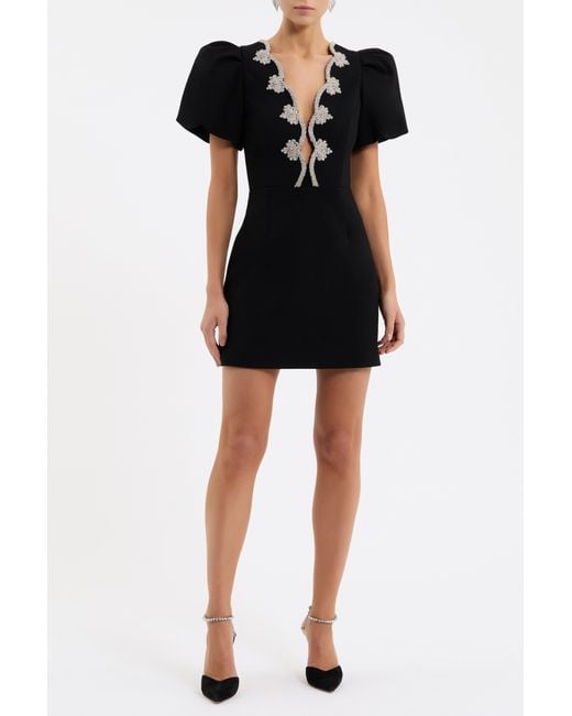 Rebecca Vallance Black Harlynn Puff Sleeve Mini Dress