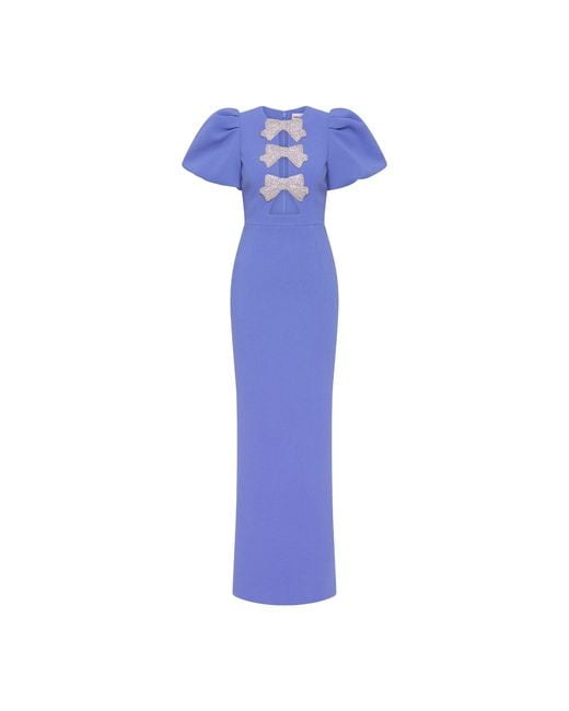 Rebecca Vallance Blue Violetta Puff Sleeve Gown